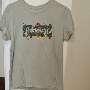 Hurley Olive T-Shirt with Floral Graphic